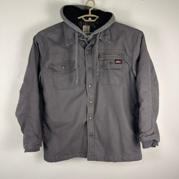 Dickies Water Repellent Duck Hooded Canvas Shirt Jacket Slate Grey Mens XL 46/48 - Picture 1 of 13